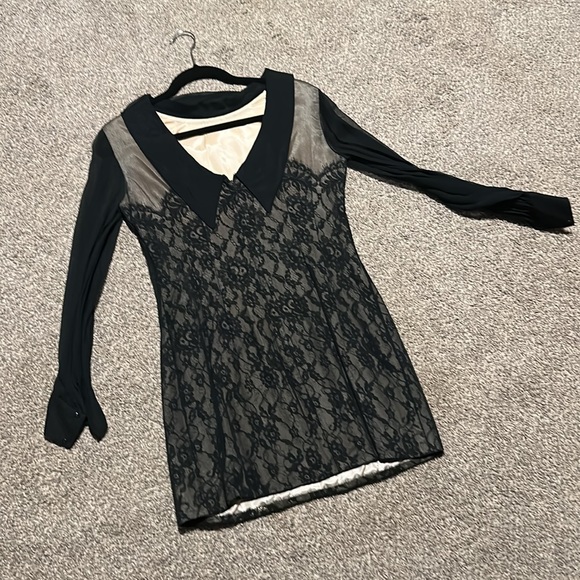 Vintage Elinor Gay Original Black Nude Lace Dress - Picture 3 of 7